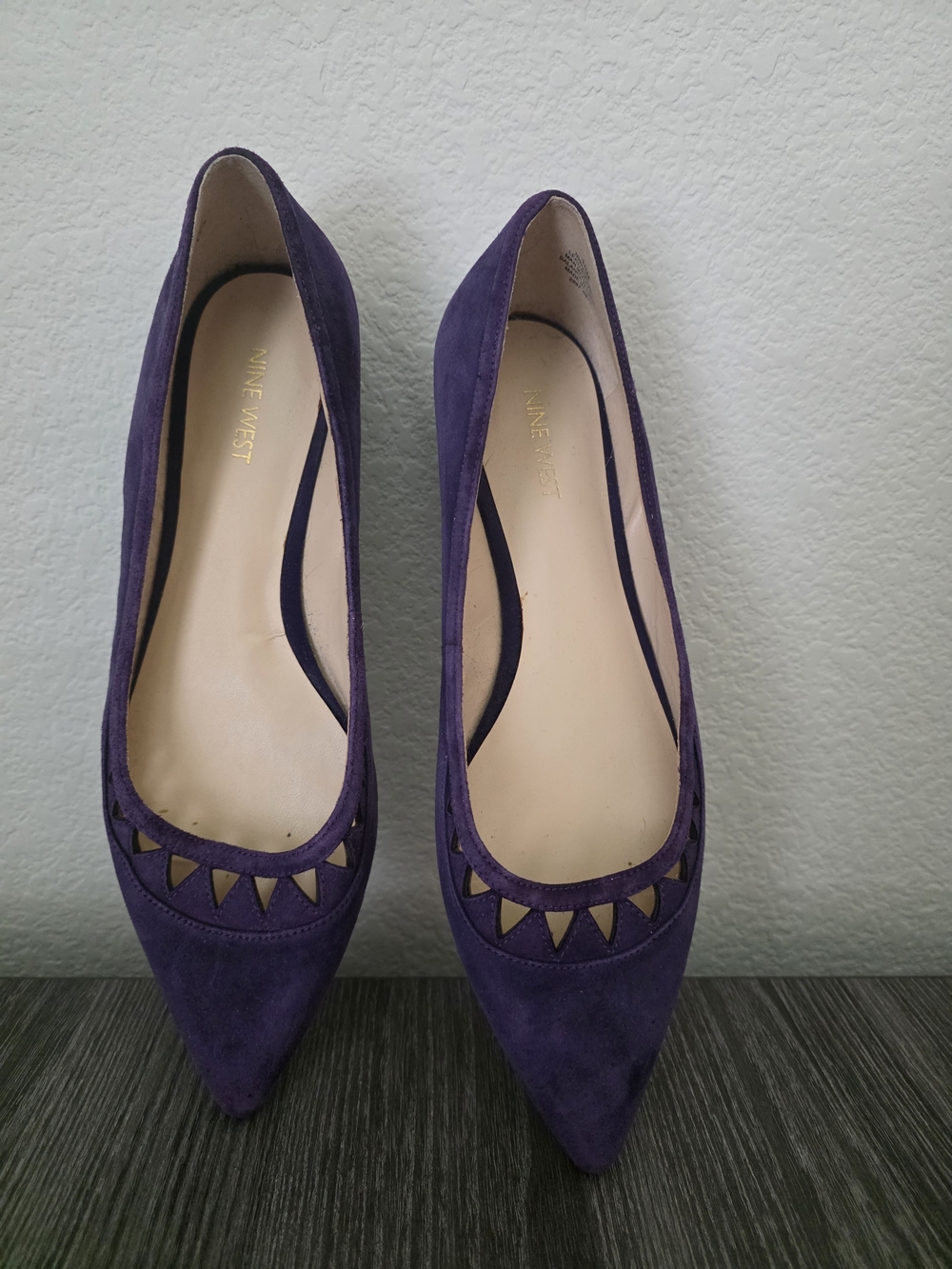 Nine West Purple Suede Flats with Cutout Detail - Picture 6 of 9